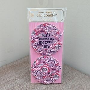NEW Simply Southern Car Coaster Seashell Set 'Let's Shellebrate The Good Life'